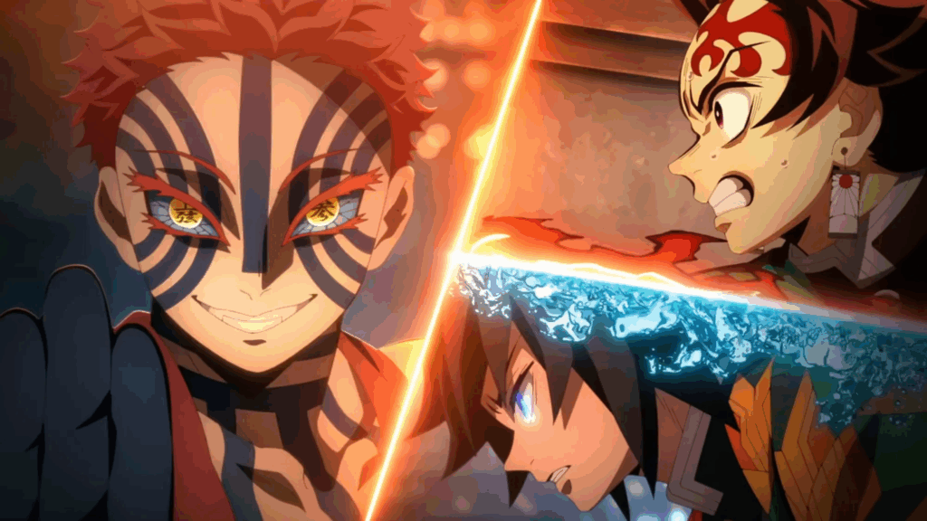 Tanjiro e Giyu contra Akaza e Shinobu e Dōma sustentam todo o espetáculo